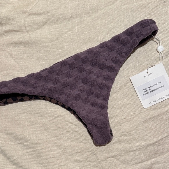 Mai Underwear Other - MAI Classic Bikini Bottom in Plum Terry Check